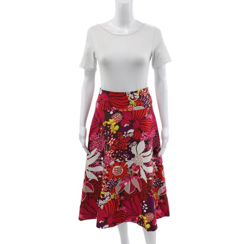 Trina Turk Womens A-Line Floral Multicolor Zip Long Skirt Rayon Size 2